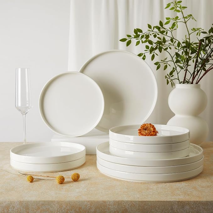 Sweese Porcelain Flat Dessert Plates Set of 6-7.8 Inch Salad Plates - Image 6