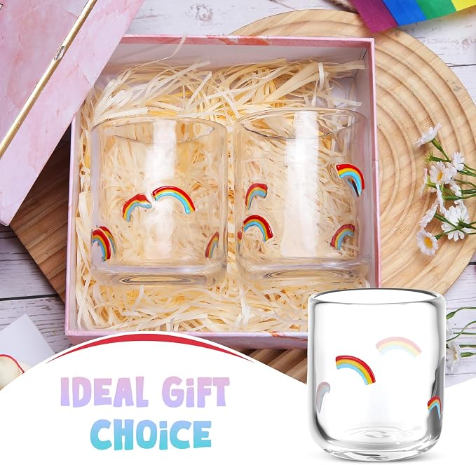 SiliFine 2 Pcs Icon Juice Glasses - 14oz Colorful Rainbow Stemless Wine - Image 5