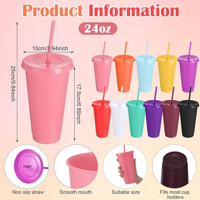 Honeydak 150 Pack Tumbler with Straw and Lid Bulk Cups - Image 3