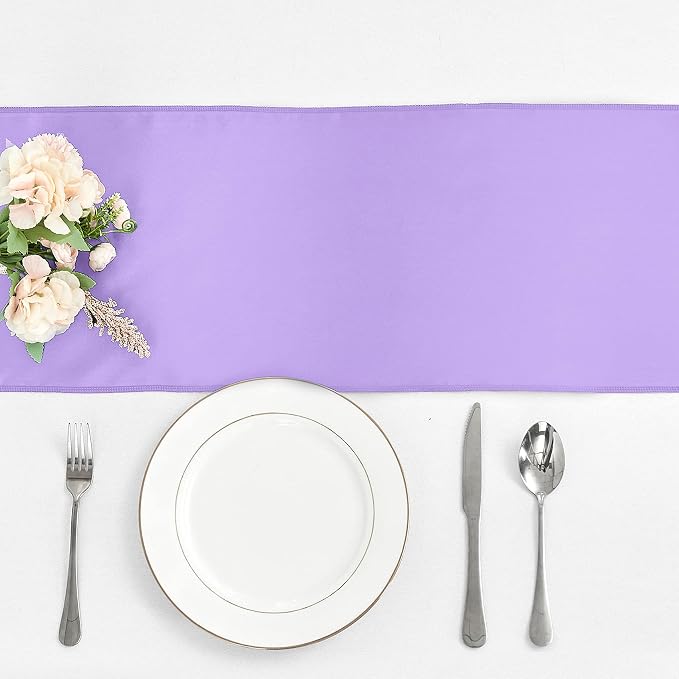4-Pack Lavender Satin Table Runner 12 x 108 Inch Long Bright and Smooth Silk - Image 2