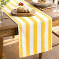 Folkulture Fall Table Runner 108 Inches Long | Yellow & White Striped | Table by FOLKULTURE