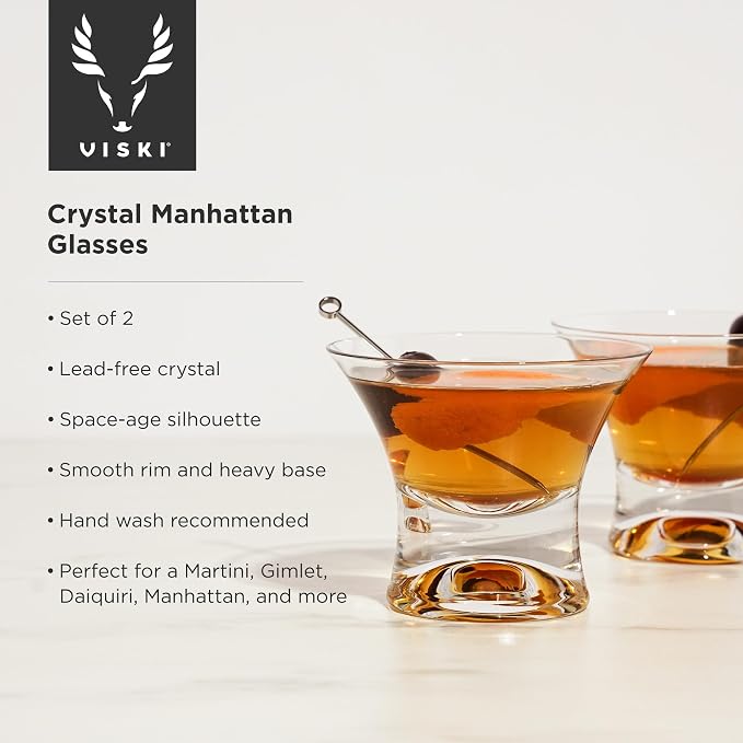 Viski Heavy Base Stemless Manhattan Glasses Set of 2 - Image 2