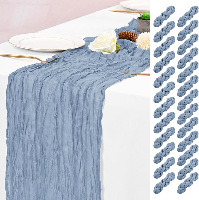 25 Pack Dusty Blue Table Runner 17 x 108inch Cheesecloth Table Runner Boho by Lumaycens