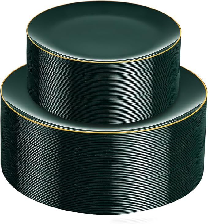PULOTE 60PCS Green Plastic Plates by PULOTEpartywareWesupplyproductsandyouenjoylife