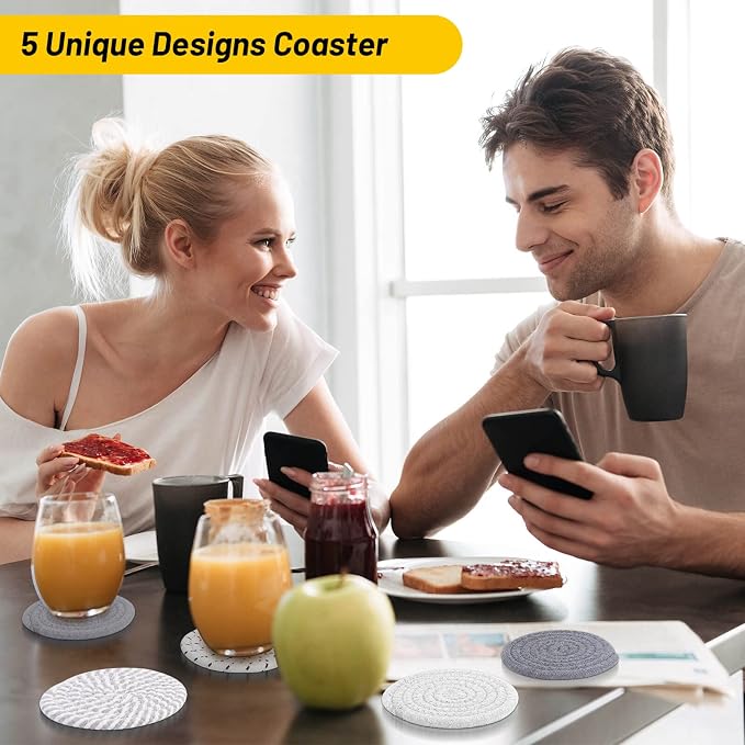 Billbotk 10 Pieces Coasters for Drink Absorbent, 5 Colors Drink Coasters - Image 6