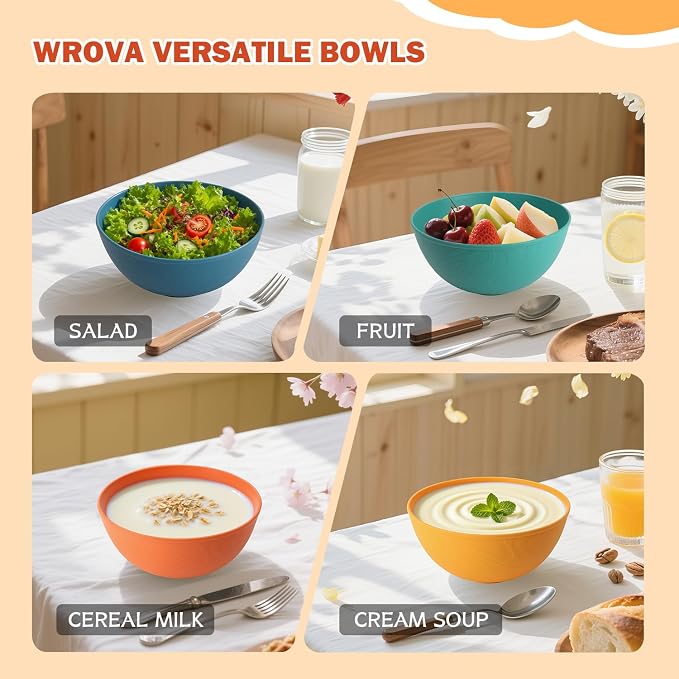 40oz wheat straw bowls with lids set of 4, cereal bowls with covers anti-leaking - Image 7