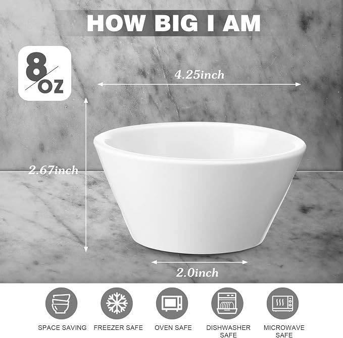 12 Pcs 8 oz Porcelain Bowls Small Dessert Bowls Porcelain Broth Cups Soup - Image 2