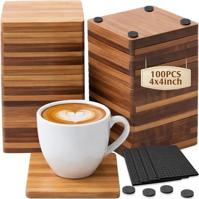 100 Pcs Unfinished Wood Coasters by Unknown