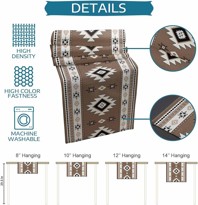 Southwest Aztec Table Runners 90 Inches Long, Cotton Linen Fabric Table Runner - Image 7
