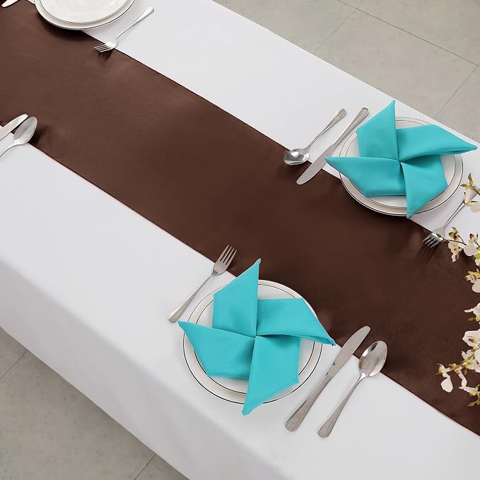 Horbaunal 12 Pack Brown Satin Table Runner 12 x 108 Inch | Smooth Table Runners - Image 4