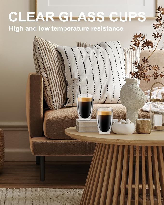 LUXU 16 Oz Double Walled Glass Coffee Mugs, Cappuccino, Hot Beverage and - Image 7