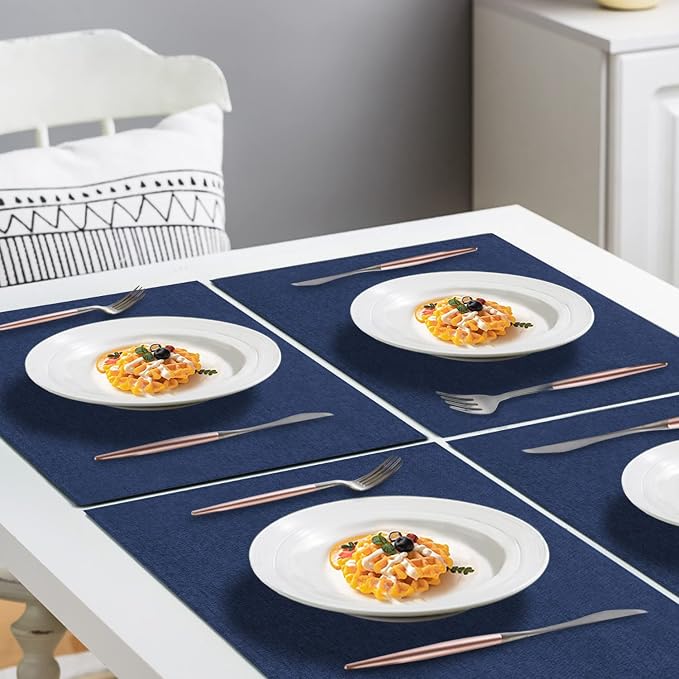 Cloth Placemats Set of 6, Cotton Linen Blend Machine Washable Durable Linen - Image 4