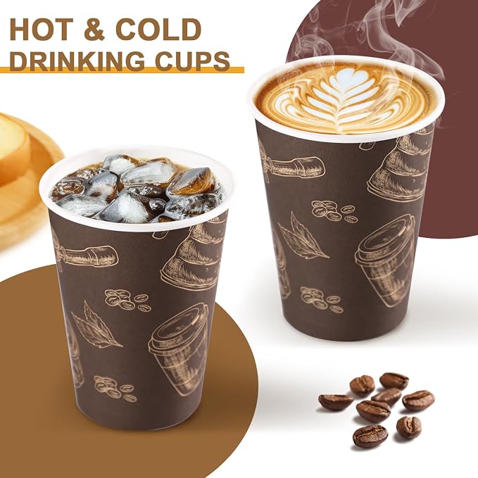 12 oz 500 Pack Disposable Coffee Cups, Thickened Paper Cups Bulk | Paper Coffe - Image 3