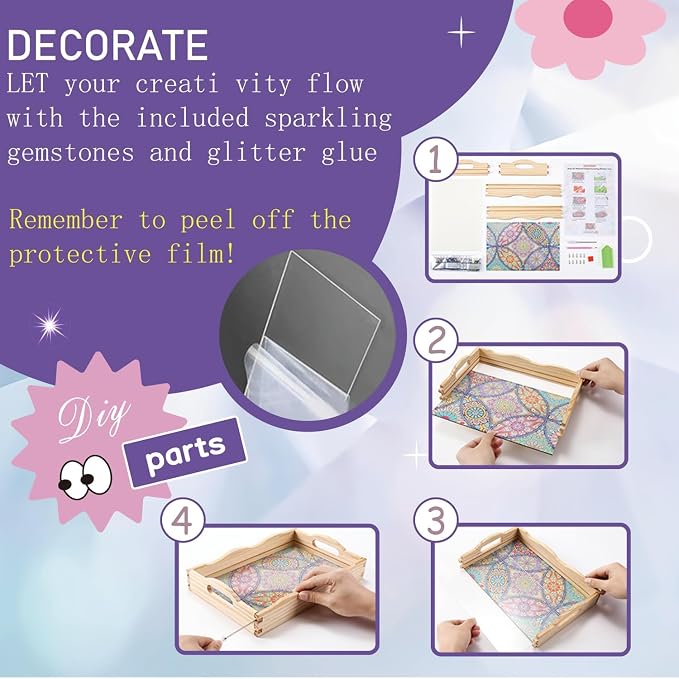 EWJRNSF Diamond Art Kits for Adults Wooden Serving Trays - Image 8