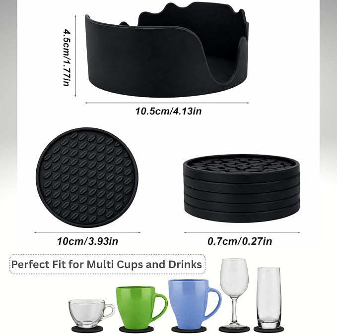 Soft, Shockproof & Safe – Unique 3‑Style Silicone Rubber Coasters Set - Image 3