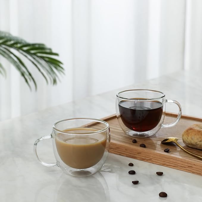 CNGLASS Double Wall Glass Cappuccino Mugs 8.1oz - Image 8