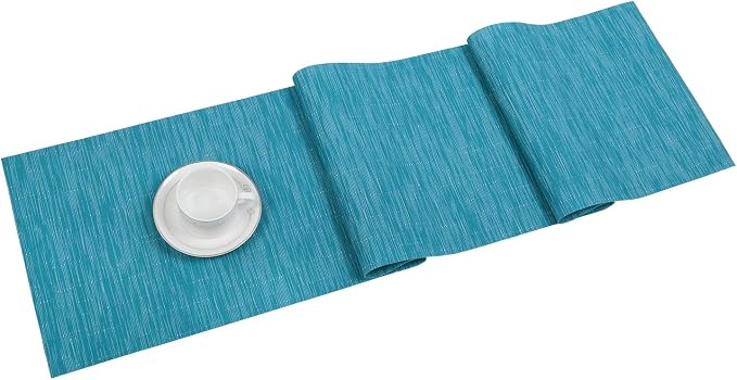 SHACOS Woven Vinyl Table Runner Indoor Outdoor 12x54 inch Kitchen Dining Table by SHACOS