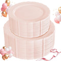 U-QE 100PCS Mauve Pink Plastic Plates by U-QE