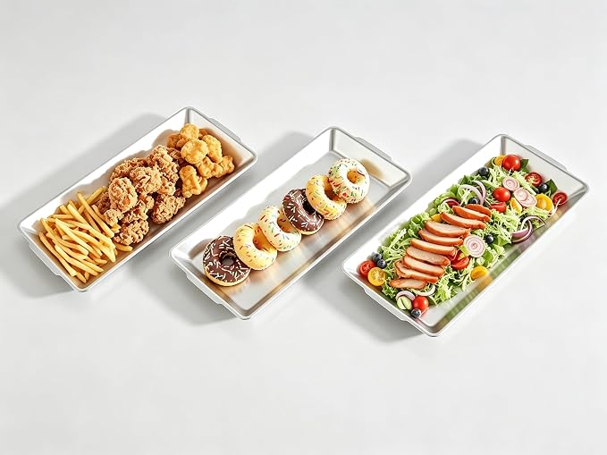 12.6" x 6.3" Dessert Tray Pastry Tray Set of 3, Stainless Steel Heavy-Duty - Image 9