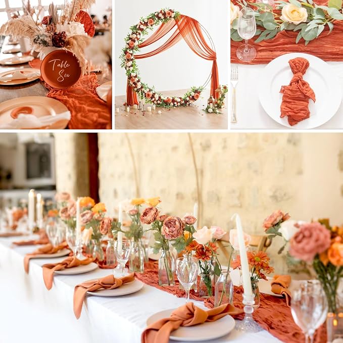 10 Packs Orange Table Runner Cheesecloth 35x120 Inches Burnt Orange Cheese - Image 4