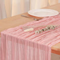 3 Pack Peach Pink Cheesecloth Table Runner 120 Inch Boho Wedding Decor | by Fixwal
