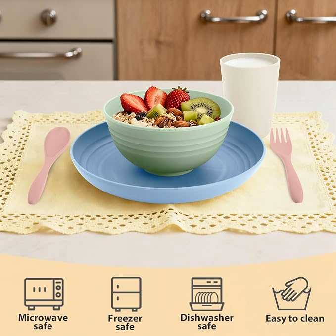 Wheat Straw Dinnerware Sets 20 PCS Service - Image 5