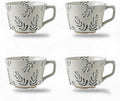 4 Pack Speckled Ceramic Coffee Mugs, 12oz Vintage Green Fern Leaf Large Tea Cups by Tvvtuww