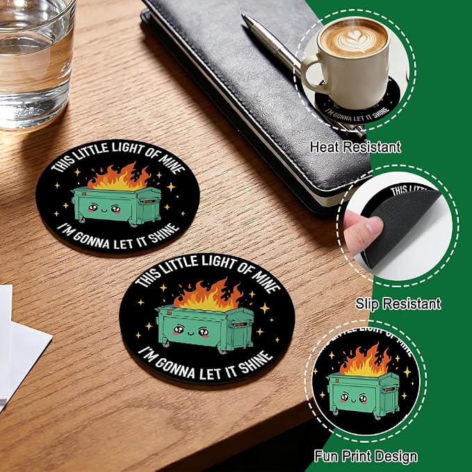 This Little Light of Mine I’m Gonna Let It Shine Drink Cup Holder Coaster Set - Image 3