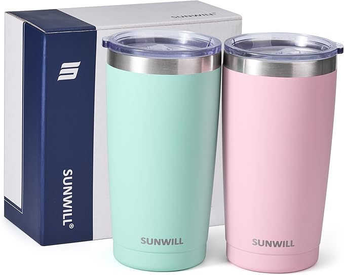 SUNWILL Travel Coffee Mug with Lid, 20 oz Tumbler Set of 2, Insulated Stainless - Image 5