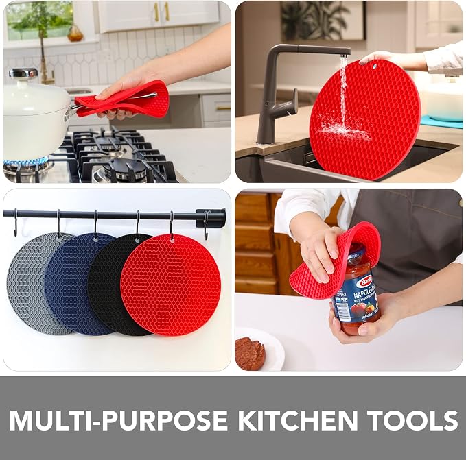 4 Pack Silicone Trivet for Hot Dishes | Heat Resistant Silicone Pot Holders for - Image 4