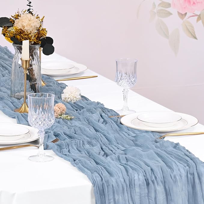 10 Pack Dusty Blue Cheesecloth Table Runner 17x108 Inch Boho Gauze Cheese Cloth - Image 7