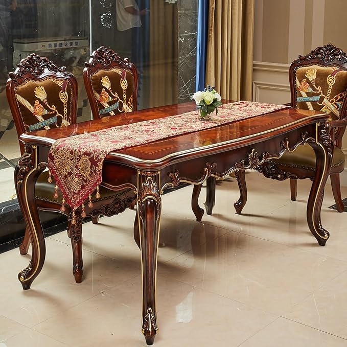 Luxury Vintage Design Table Runner 60 inches Long Embroidery Jacquard Fabric - Image 7
