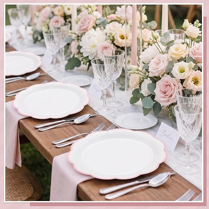 30 Pcs Pink and White Paper Plates, 7 Inch White Plates - Image 7