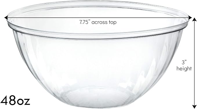 Reusable 48 Ounce Round Crystal Clear Plastic Pack of 8 Sets - Image 2