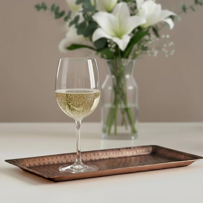 Monarch Abode Decorative Tray – 16-Inch Hand Hammered Antique Copper Metal - Image 4