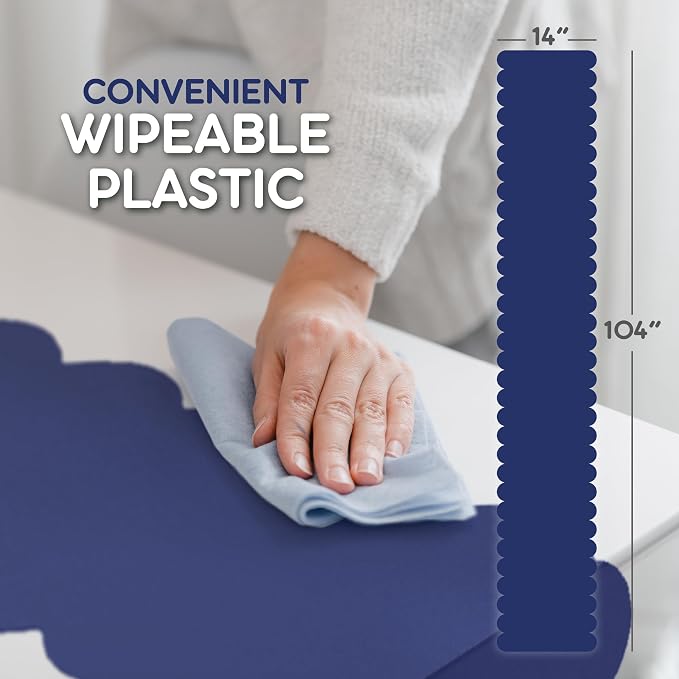 Navy Blue Scallop Table Runner, Disposable Plastic, 5 Pack - Image 6