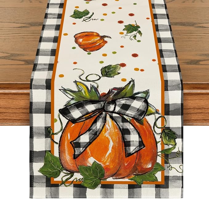 Artoid Mode 210 GSM Fall Table Runner 13x120 Inch Home Party Decor | Pumpkin by ArtoidMode
