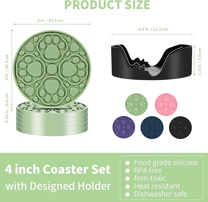 Green Silicone Coasters Set of 6 - Image 2