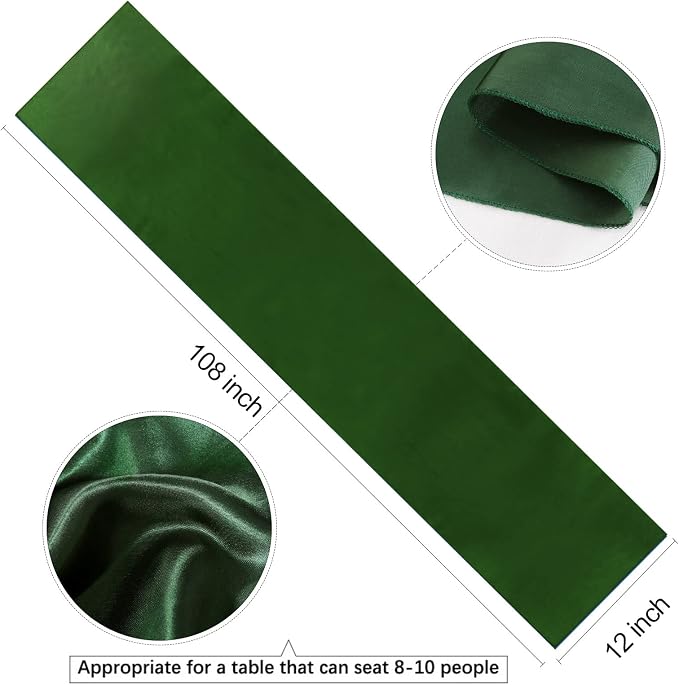 Forest Green Satin Table Runners 10 Pack 12x108 inch Silk Smooth Fabric | - Image 4