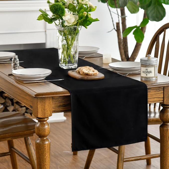 Artoid Mode Black Table Runner, Seasonal Halloween Washable Kitchen Dining - Image 3