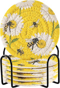 Daisies Bees Yellow Pattern Coasters by Unknown