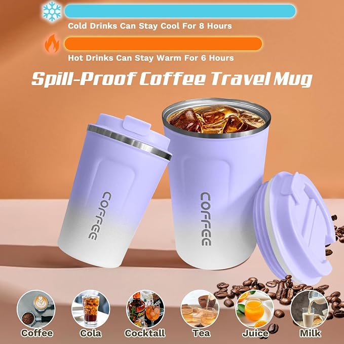 SPLMIFA Travel Coffee Mug Leak-Proof, Reusable Coffee Cups - Image 2