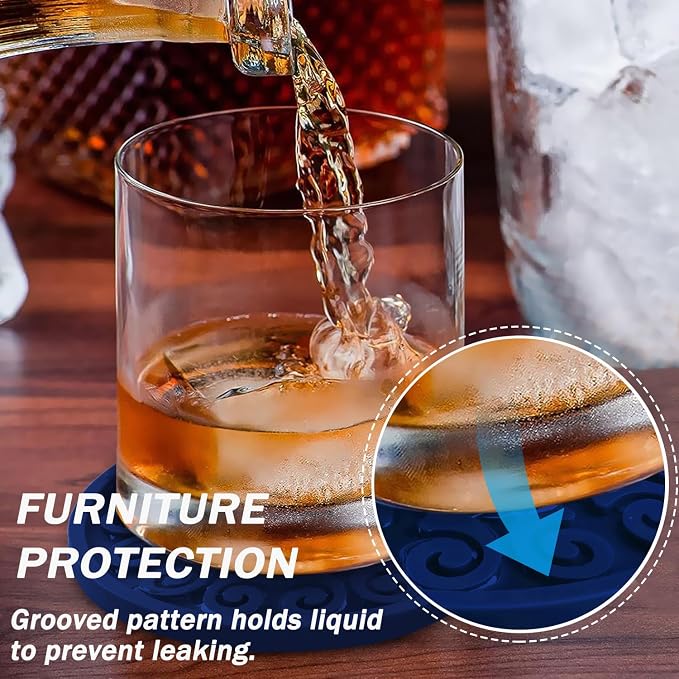 Coasters for Drinks, Resistant Reusable Silicone Coasters - Image 4