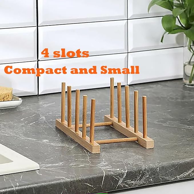 Bamboo Wooden Dish Rack, Plate Organizer - Image 4