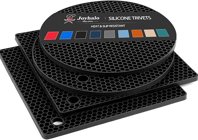 4 Pack Trivets for Hot Dishes | Hot Pads for Kitchen, Silicone Pot Holders for by Joyhalo