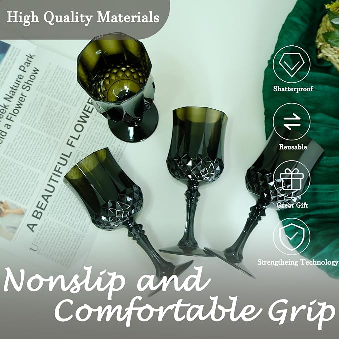 48Pack Plastic Wine Glasses, 7oz Vintage Goblets - Image 7