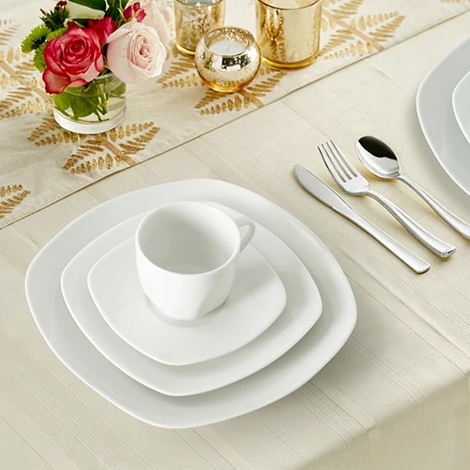 10" Square Dinner Plates Set of 4, Appetizer & Dessert, Dishwasher Safe - Image 4
