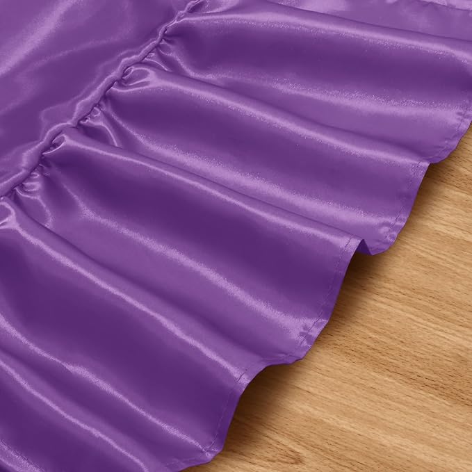 2 Pack Purple Satin Table Runner 12 x 72 Inch | Ruffle Design, Luxurious Dining - Image 5