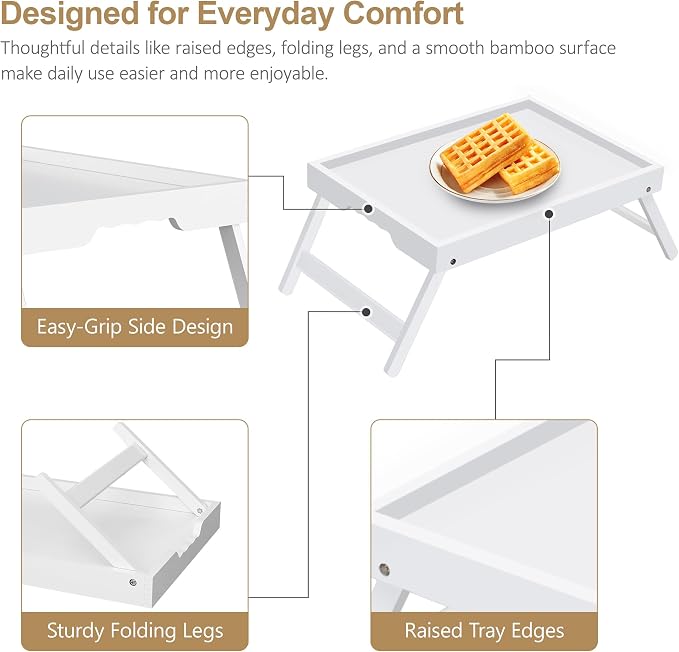 Bamboo Breakfast Trays with Folding Legs, laptops and serving in bed. - Image 6