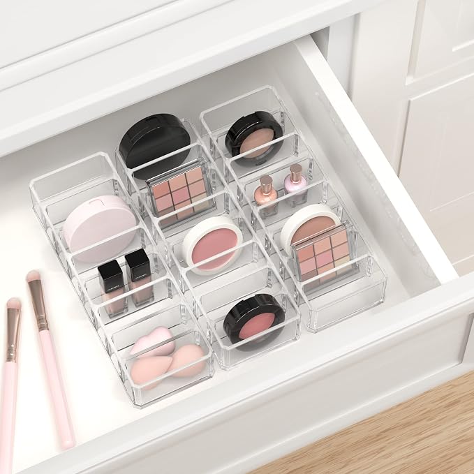 HBlife 2 Pack Clear Acrylic Makeup Compact Organizer, 8 Spaces Vanity Organizer - Image 7